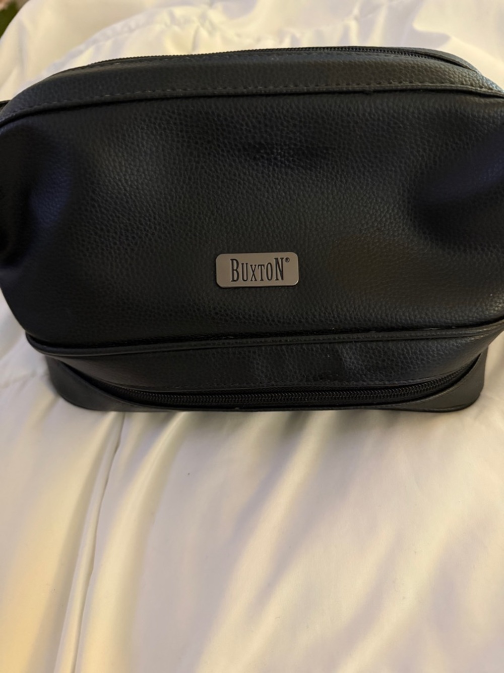 Buxton Black Men's Toiletry Dopp Kit with Metal Logo